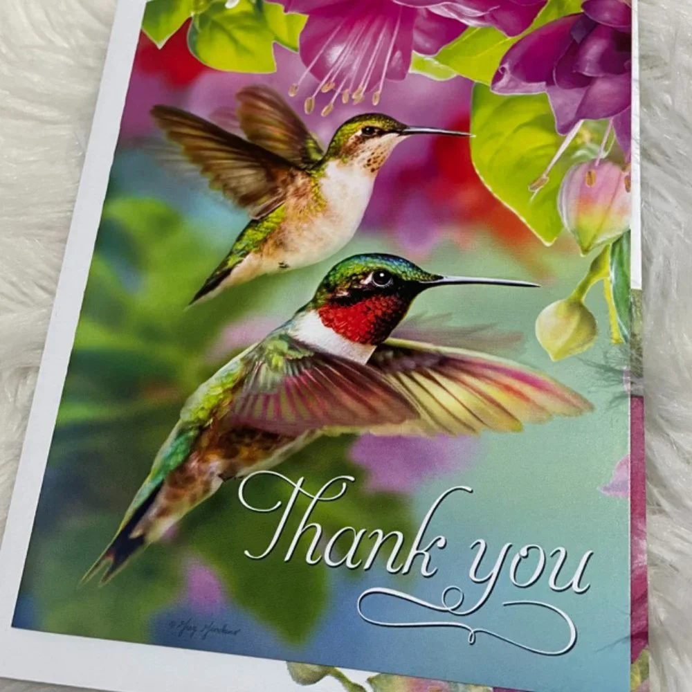 6 Assorted Greeting Cards Animals & Flowers matching print envelopes